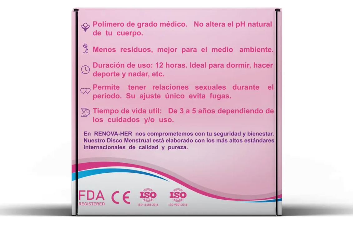 Disco Menstrual Reutilizable Higiene Comodidad y 12 hrs de Protección Renova-her
