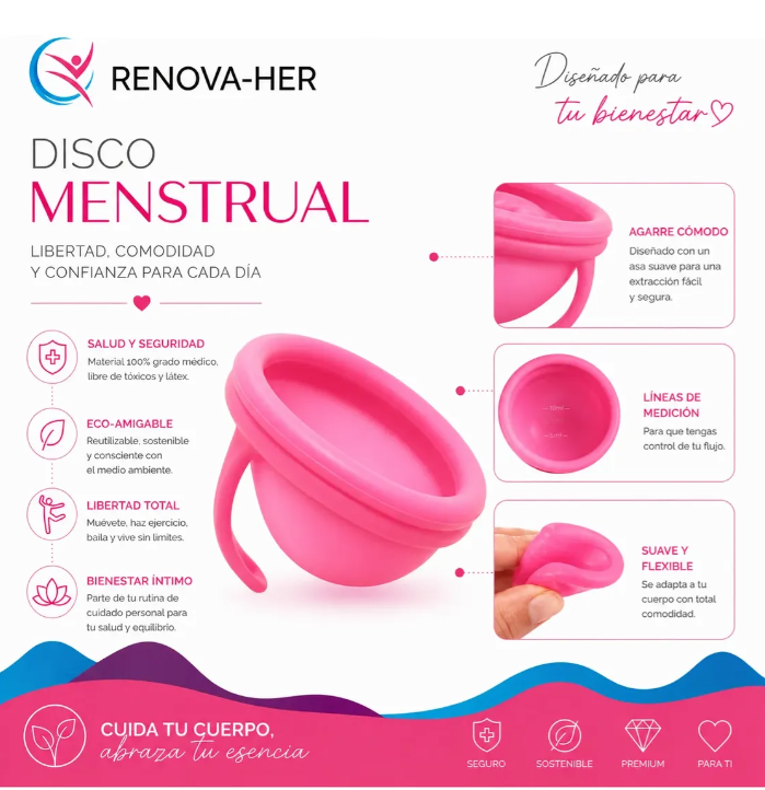 Renova-her Kit Disco Menstrual + Espuma Limpiadora + Esterilizador