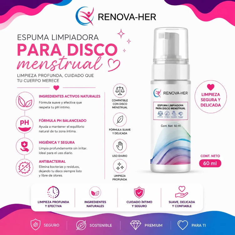 Renova-her Kit Disco Menstrual + Espuma Limpiadora + Esterilizador