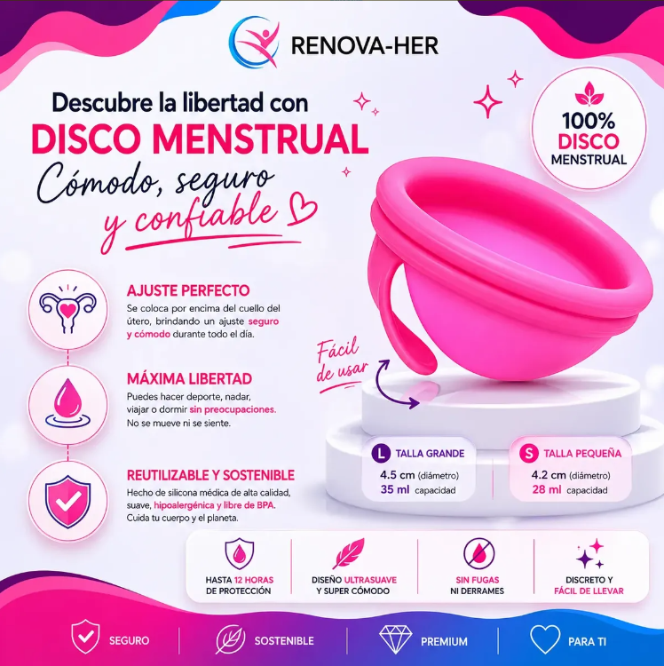 Renova-her Kit Disco Menstrual + Espuma Limpiadora + Esterilizador