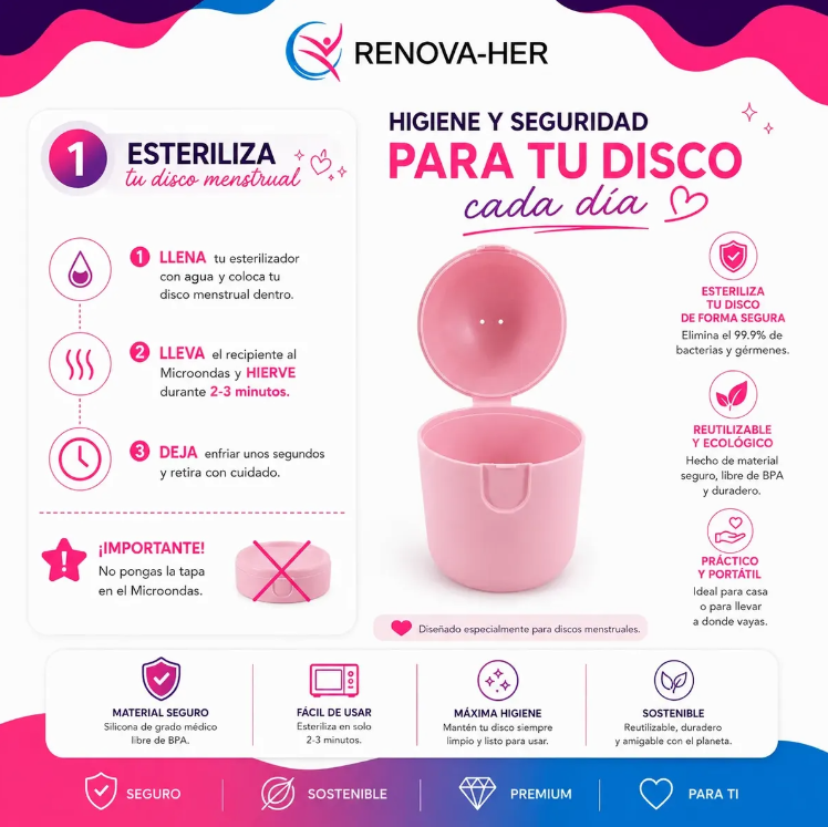 Renova-her Kit Disco Menstrual + Espuma Limpiadora + Esterilizador